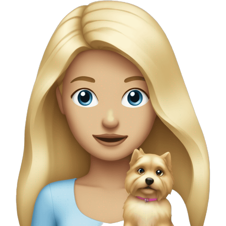 Blonde girl blue eyes holding spitz  emoji