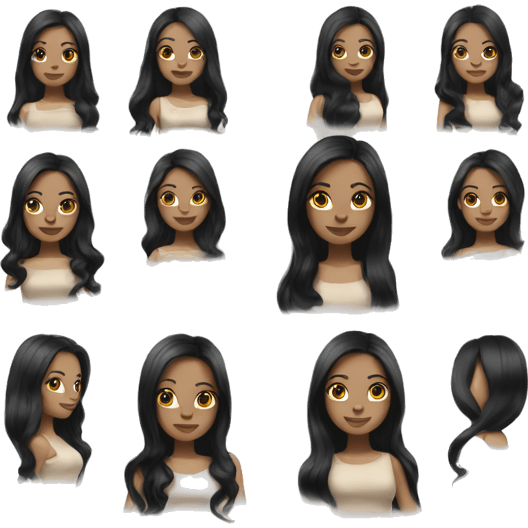 Coquette girl long black hair and pale skin emoji