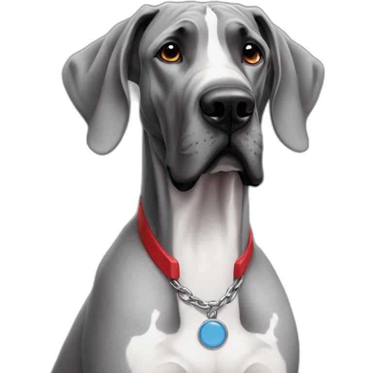 Great Dane, Blue, with red collar emoji