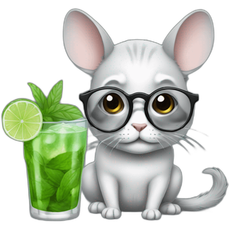 sick chincilla with glasses and mojito emoji