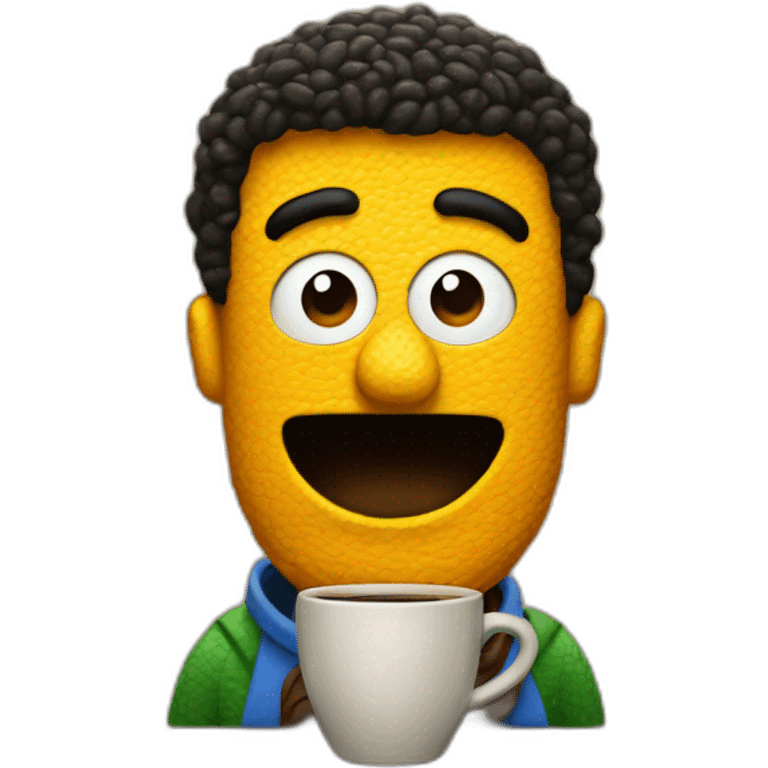 Sesame Bert with coffee emoji