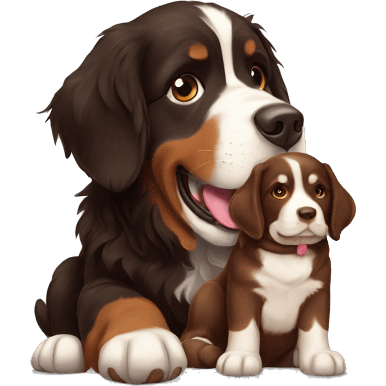 Bernese mountain dog with Chocolate Labrador retriever  emoji