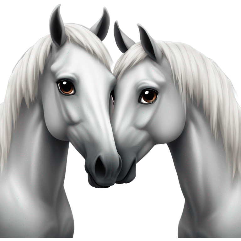 2 grey horses kissing emoji