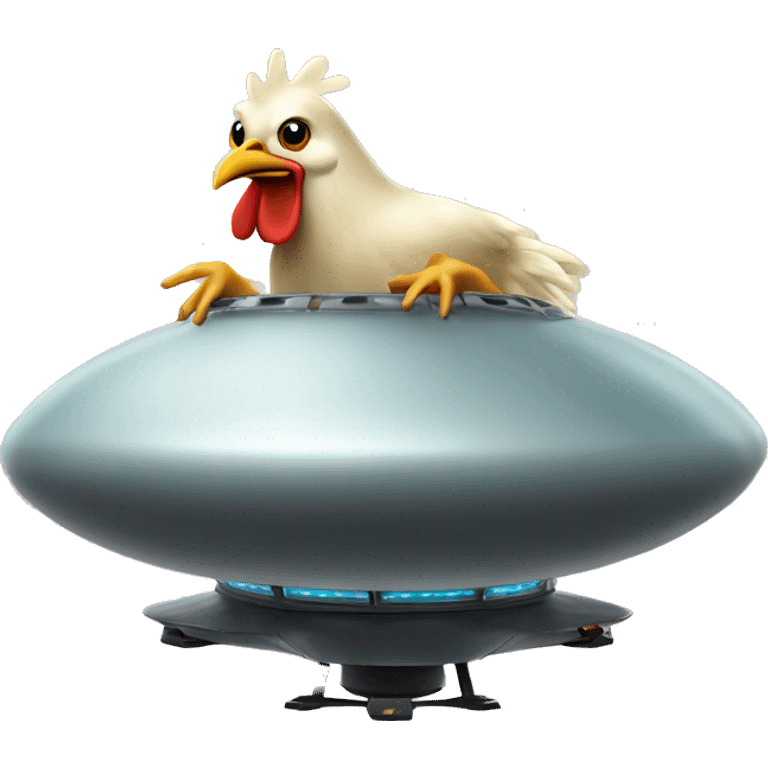 chicken driving flying saucer emoji