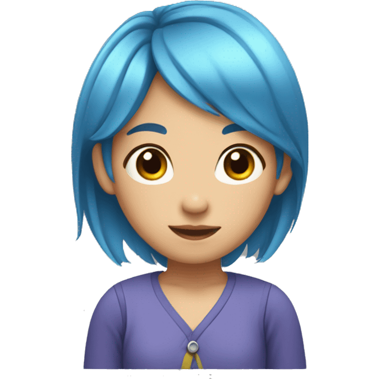 Asian girl with blue hair and pronouns emoji