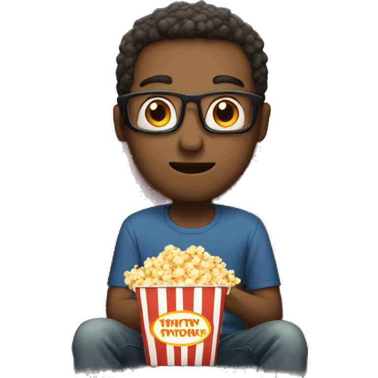 guy with popcorn watching movie emoji