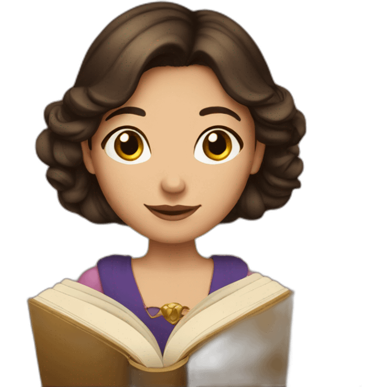 Brunette princess with book emoji