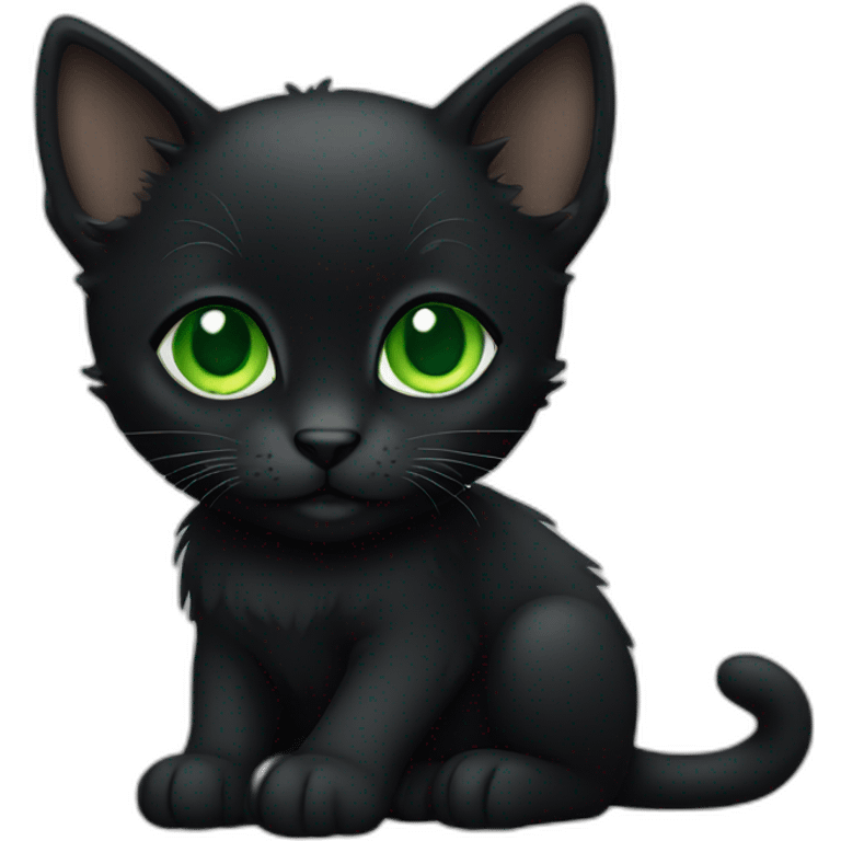 Black kitten with green eyes emoji