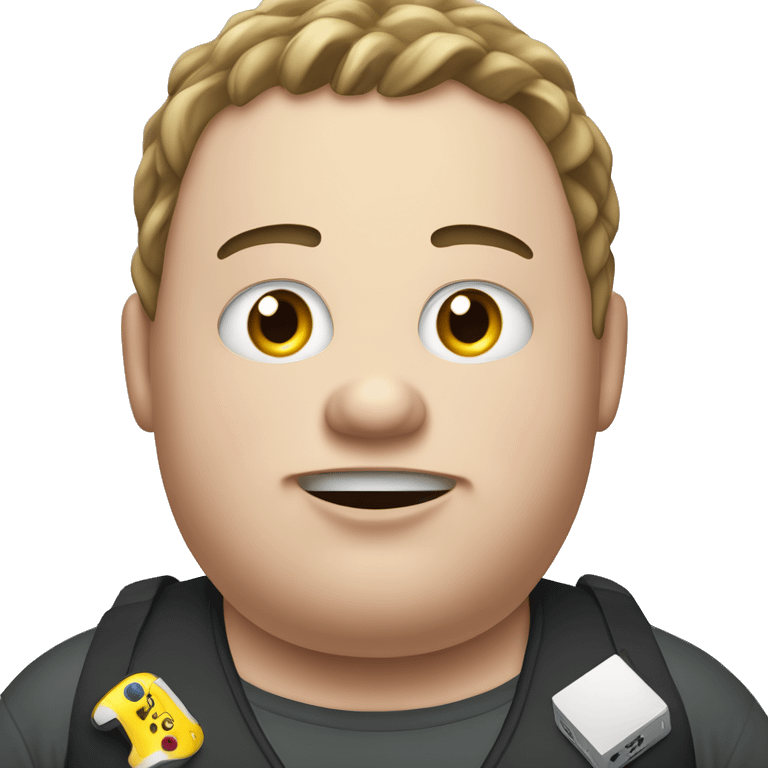 Fat kid with pimples playing video games on a computer emoji