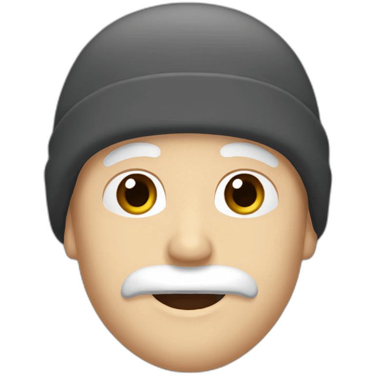 white man with brown hair moustache grey eyes black beanie emoji