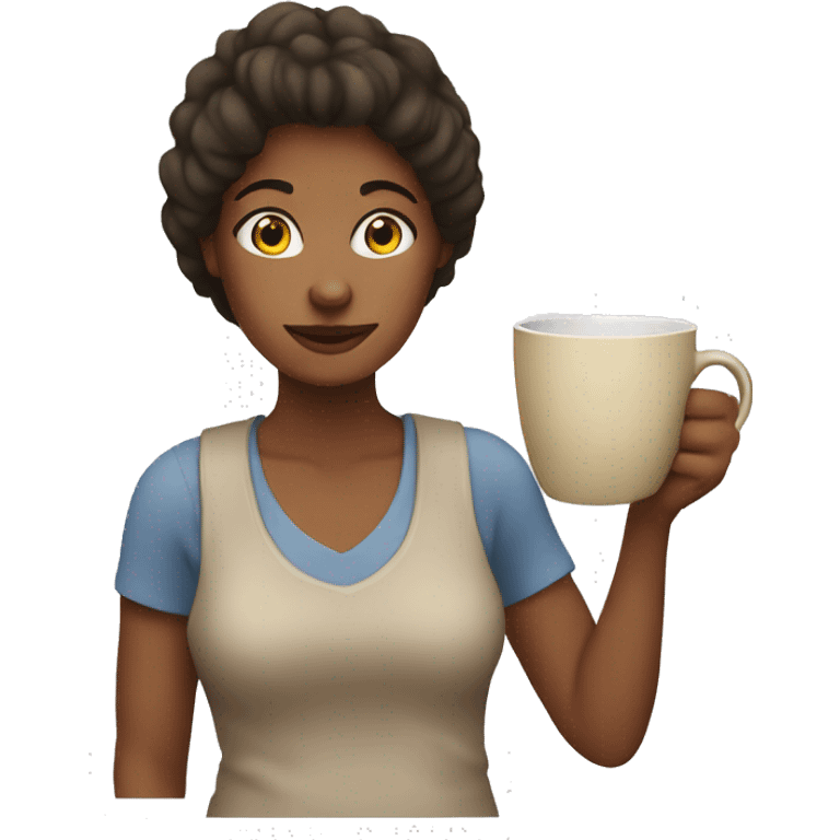 woman holding mug emoji