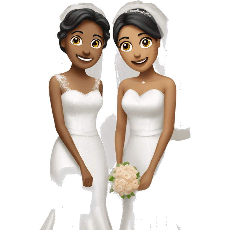 Two Latina brides wedding  emoji