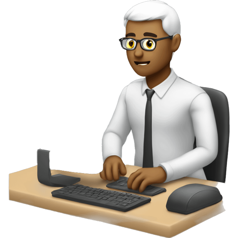 Men on computer learning three.js emoji