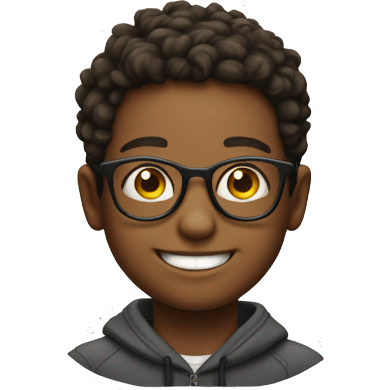 smiling boy with glasses portrait emoji