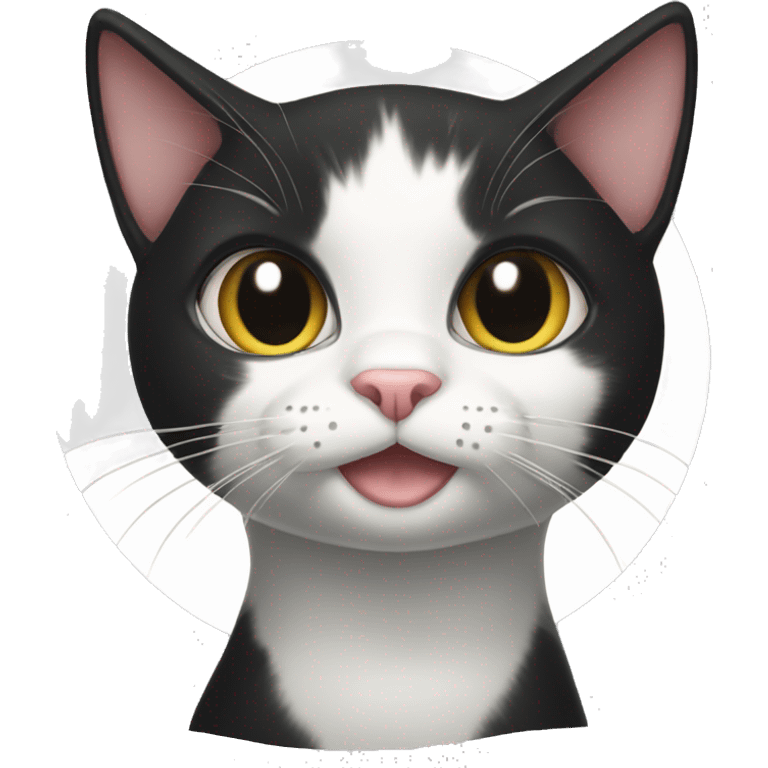 Tuxedo cat with tabby cat emoji