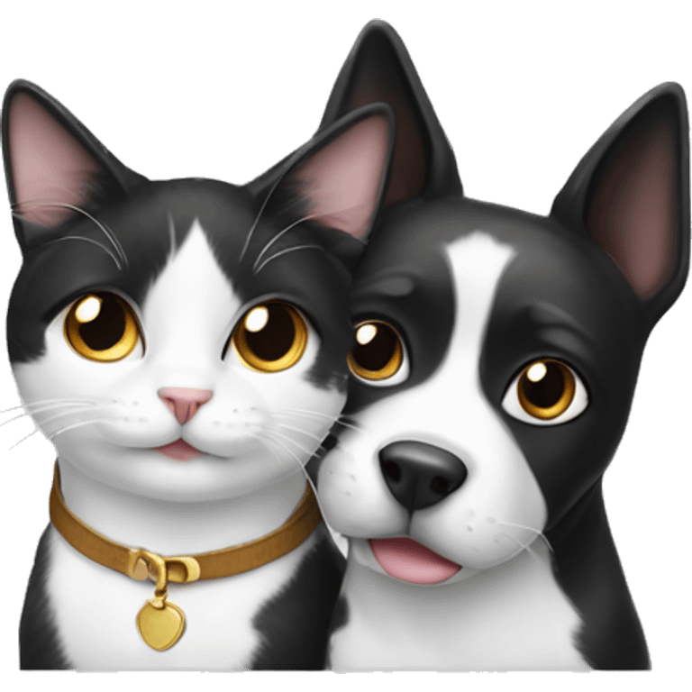 Black and white cat and dog  emoji