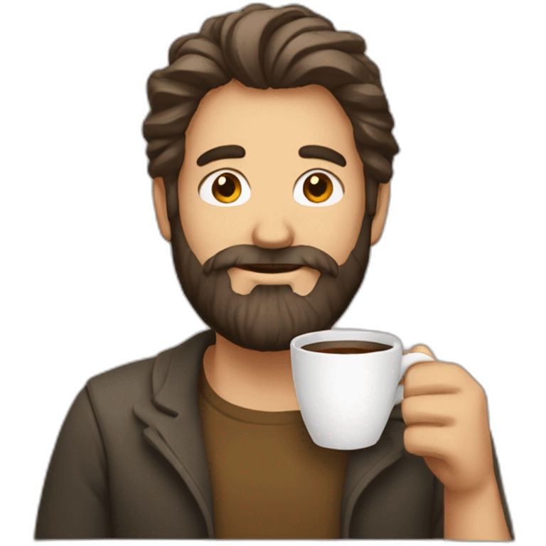 bearded man holding a coffee cup emoji