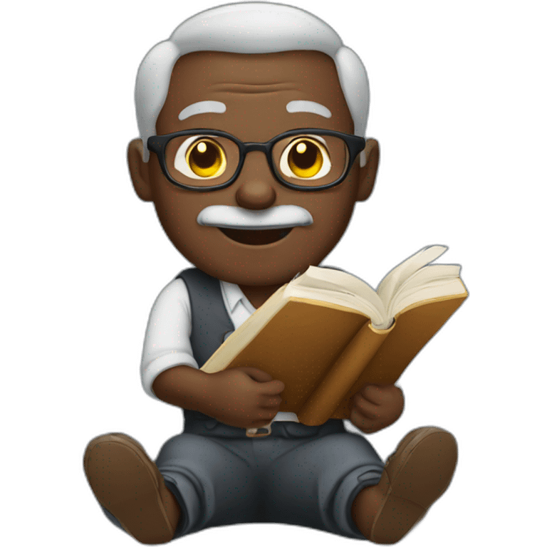 an old black grandpa holding a book between his legs emoji