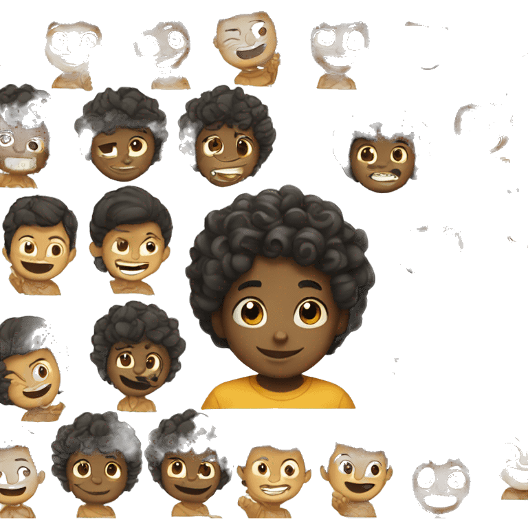 6 year old boy with brown skin and curly black hair emoji