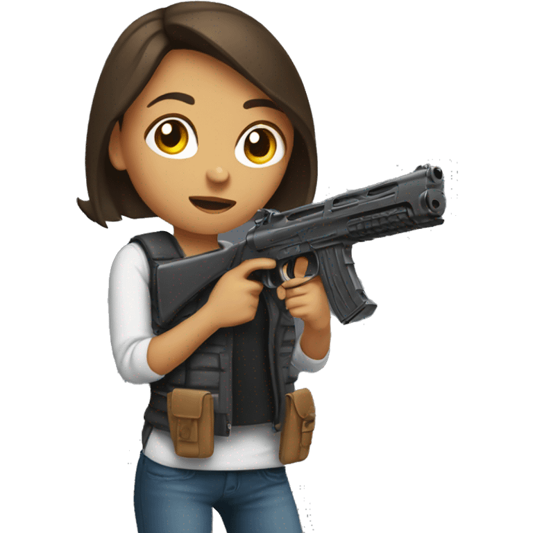 Girl holding a big gun emoji