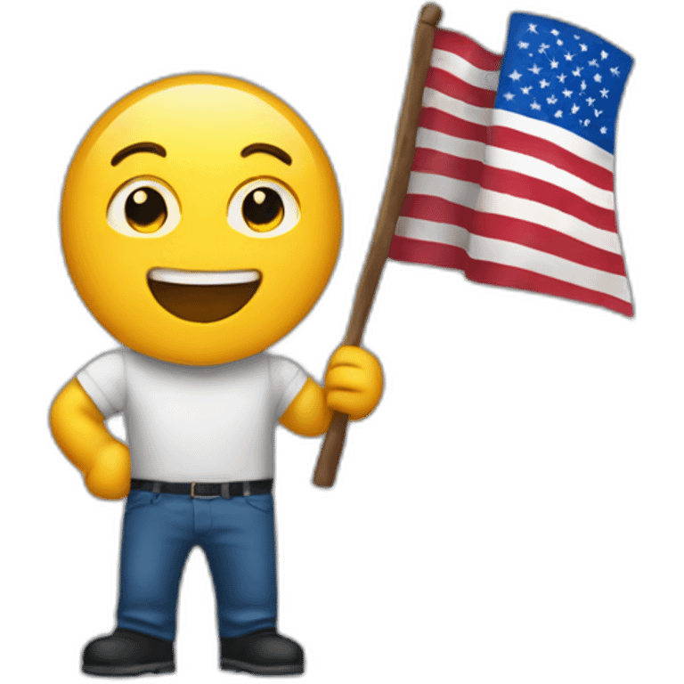 White man holding American flag and croissant emoji