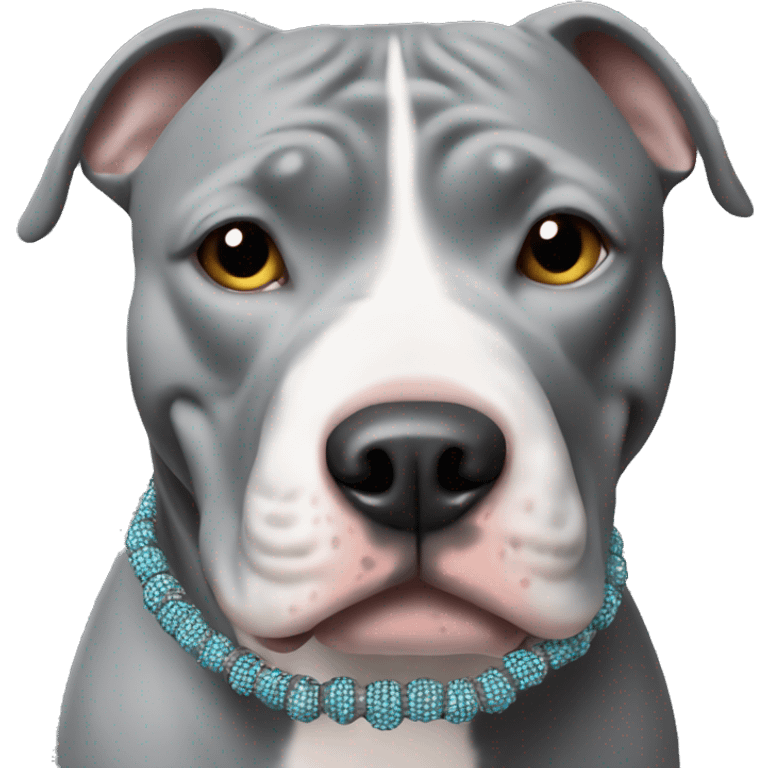 gray pitbull wearing a beaded friendship bracelet  emoji