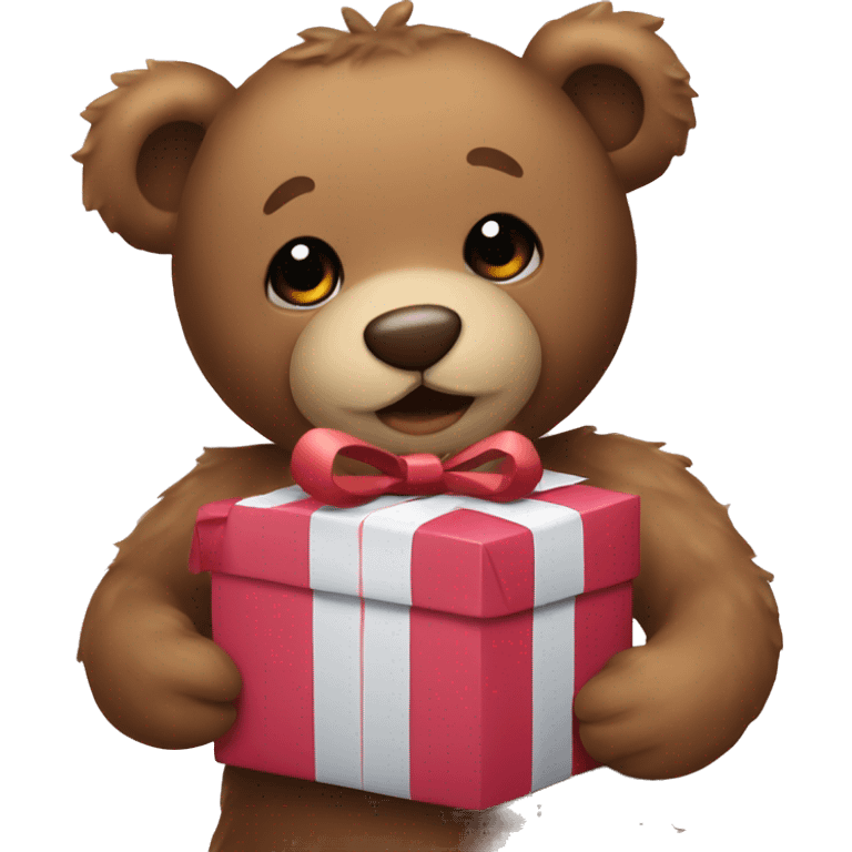 Teddy bear holding presents  emoji