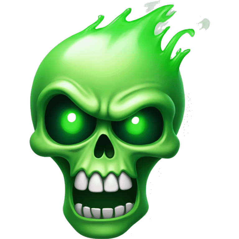 spitting green fire skull with huge cartoony eyes emoji