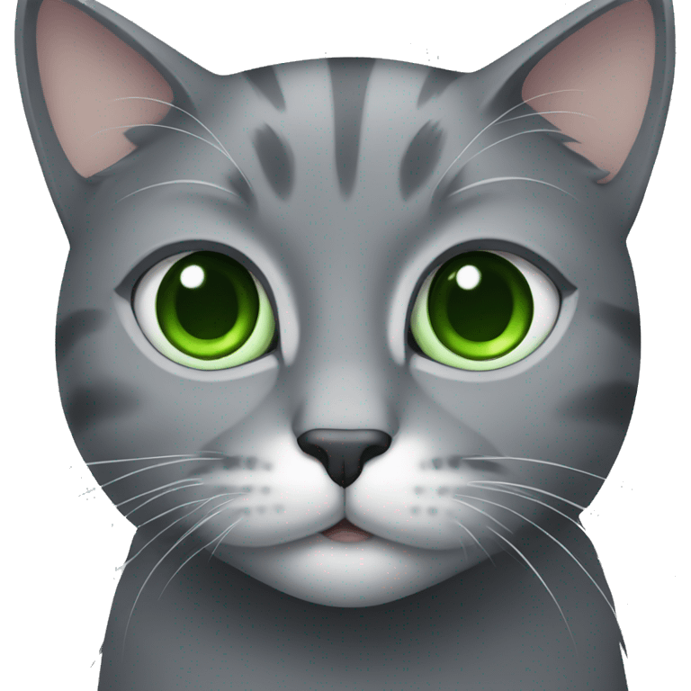 gray cat with green eyes emoji