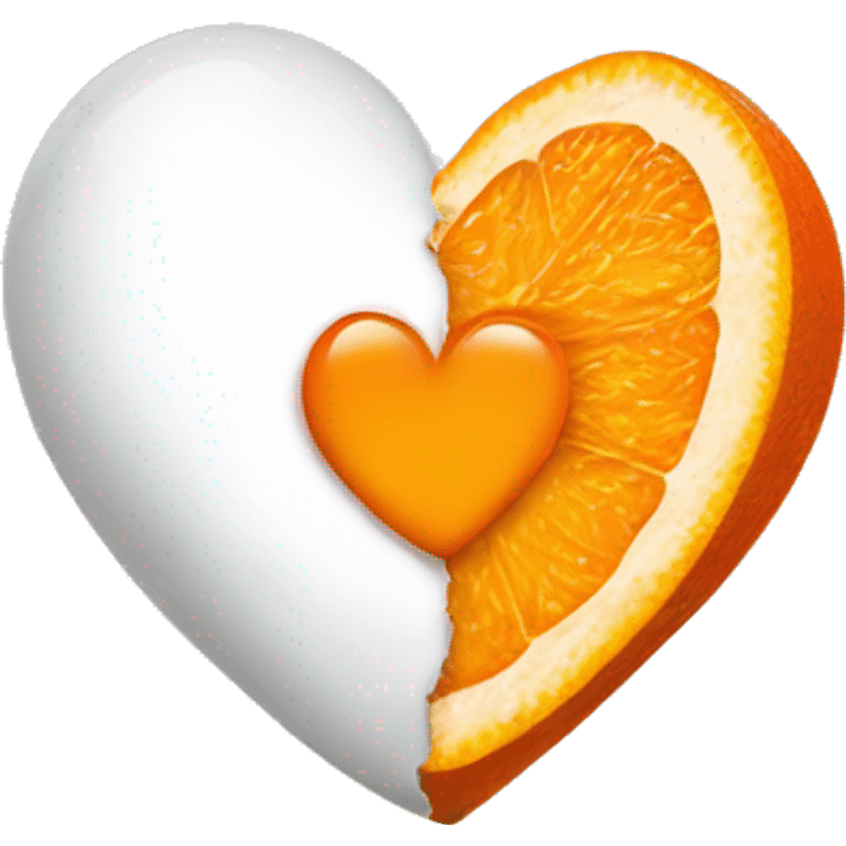 half orange half white heart emoji