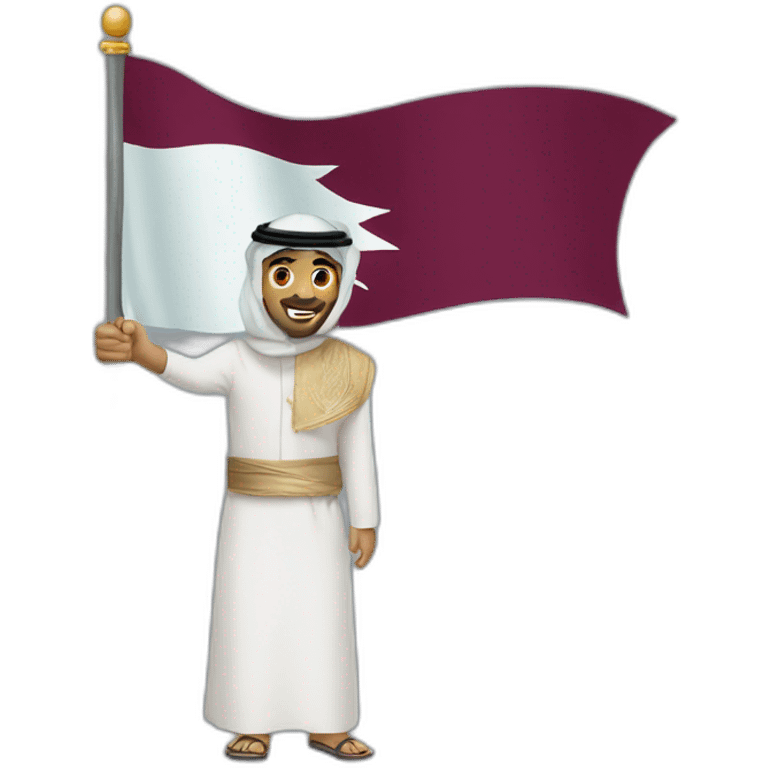 Arabic men holding Qatar flag emoji