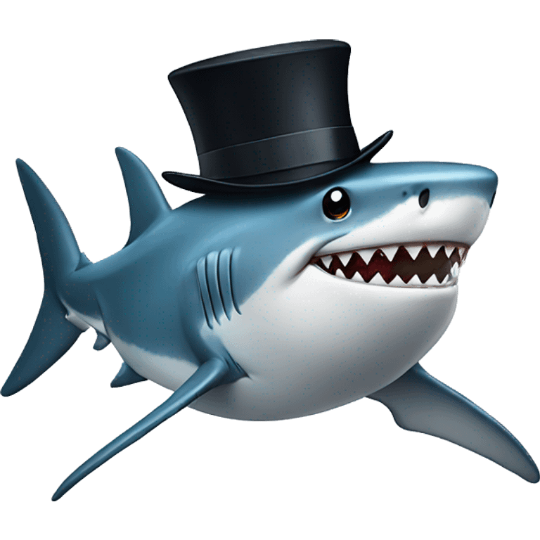 Shark wearing a top hat emoji