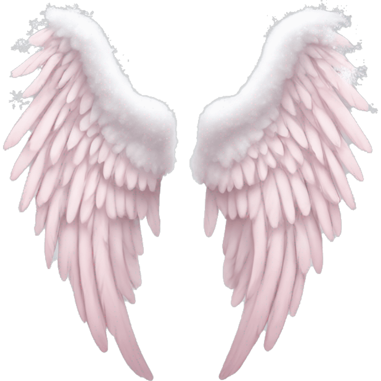 pale pink angel wings with snow on them emoji