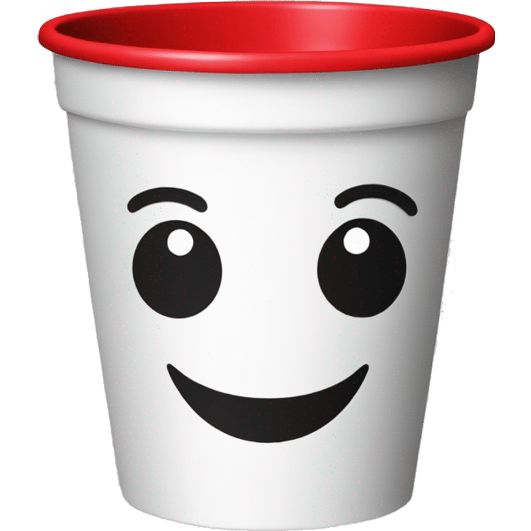 Red night party cup of white color on black background emoji