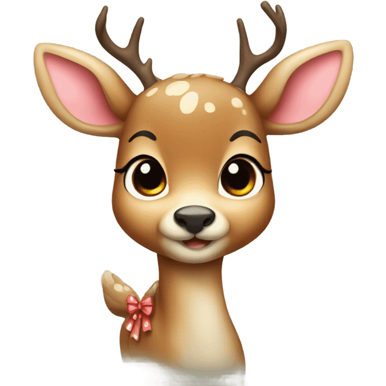 Cute deer with a bow emoji