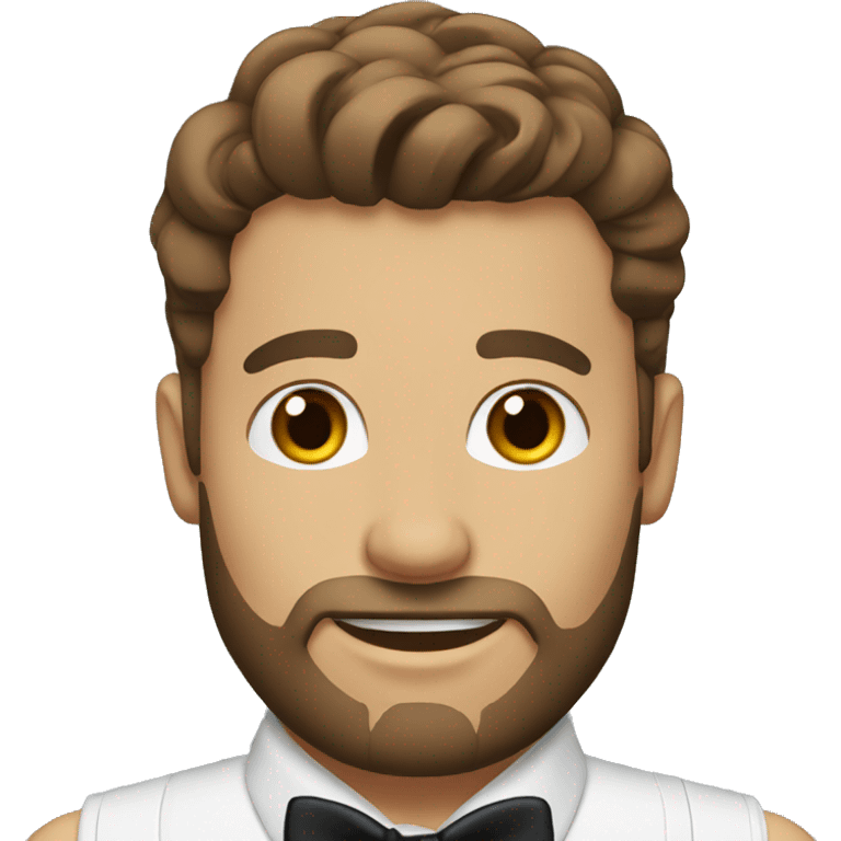 Groom with brown hair and eyes and beard emoji