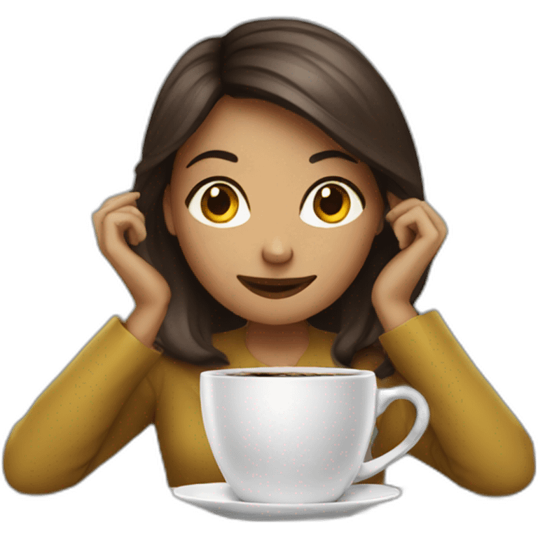 girl on work with coffee and clock emoji