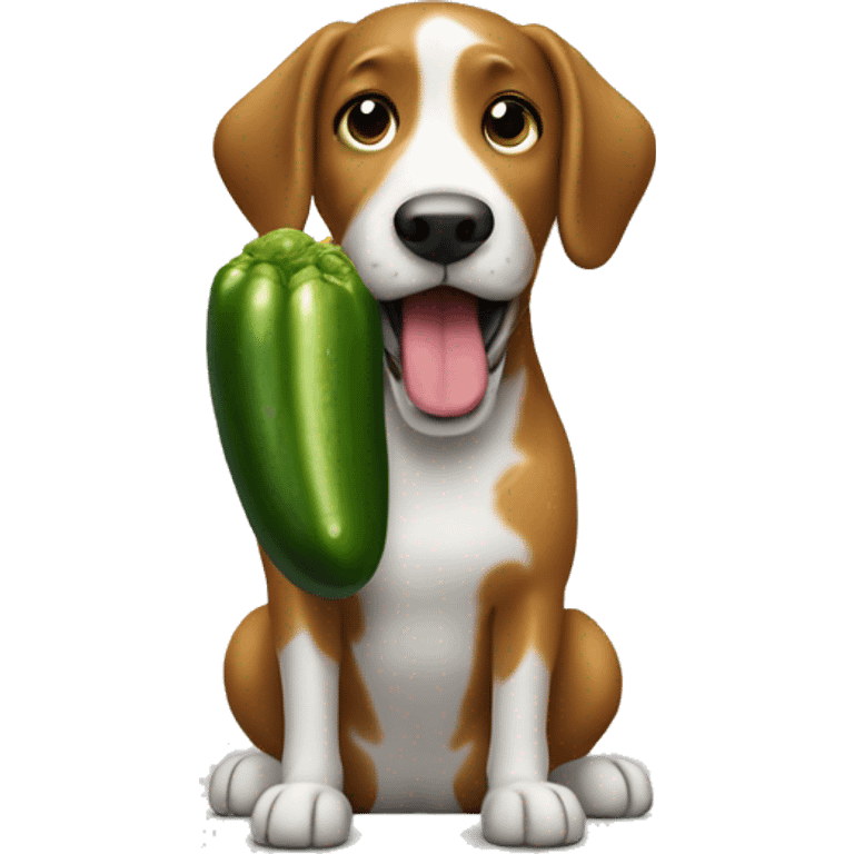 dog eating a pickle emoji