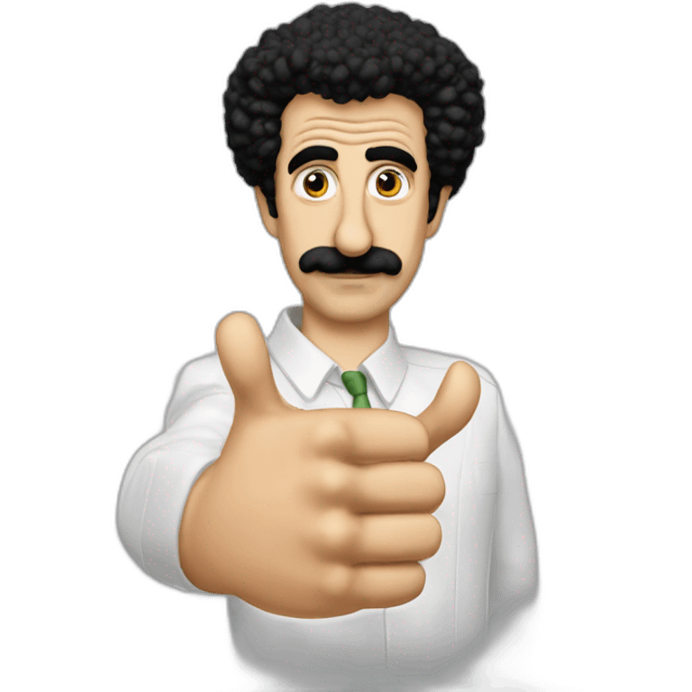 Borat very nice putting two thumbs up with five find on each hand emoji