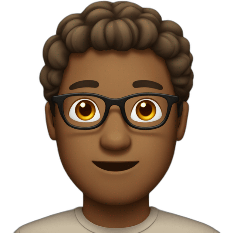 brown guy with glasses and midpart hair emoji