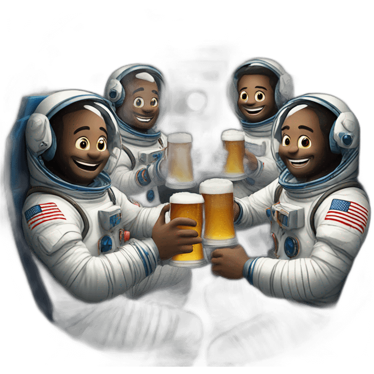 group of astronauts drinking beer emoji