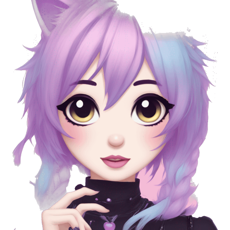 Gorgeous Cute Gothic Edgy Pastel Gradient Beautiful Anime Emo CatLady emoji