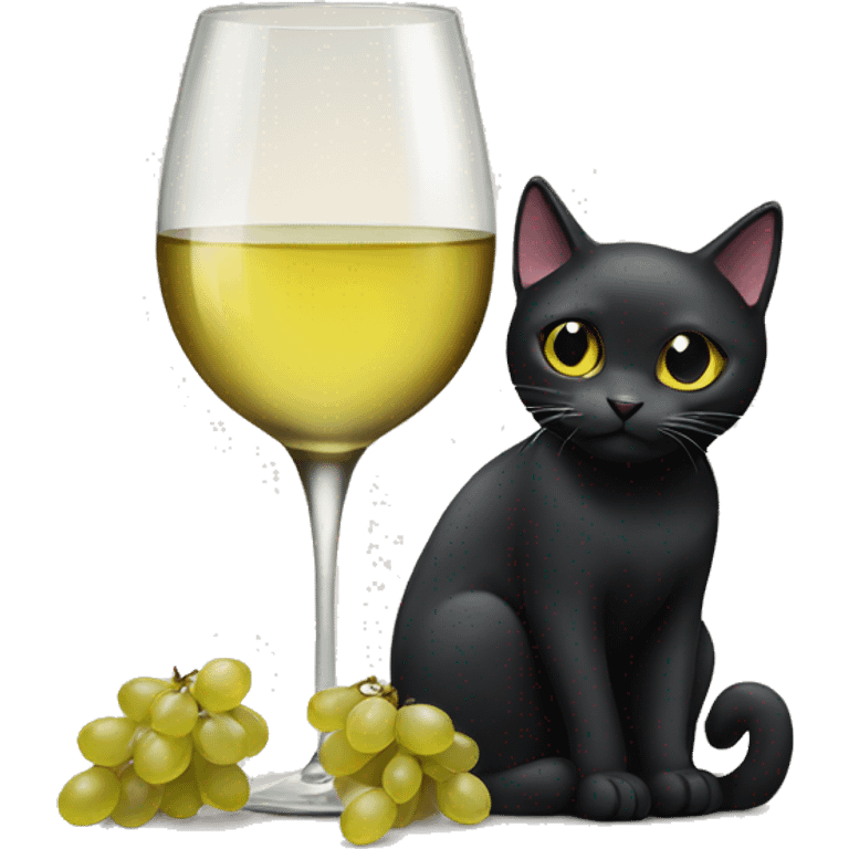 black cat with white wine emoji