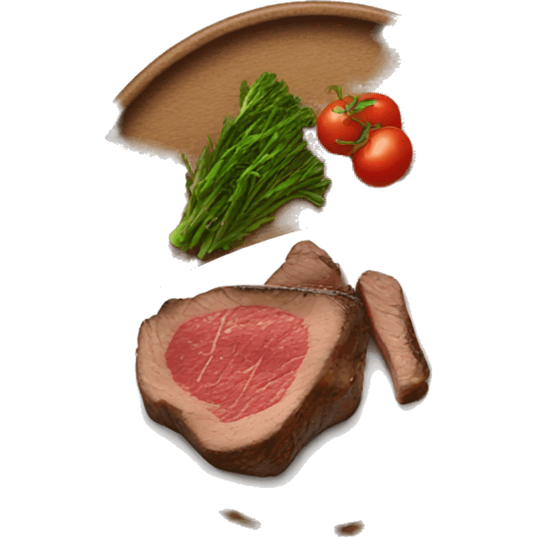 dish with steak emoji