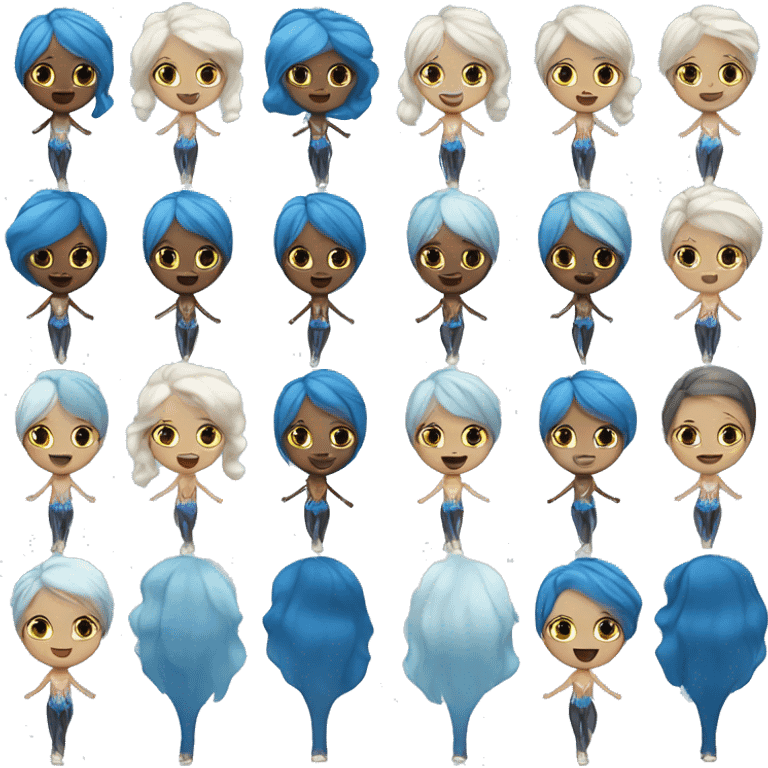 figure skater white skin and blue hair  emoji