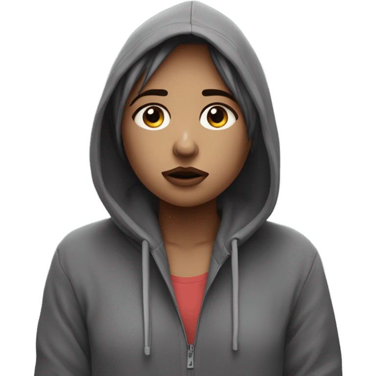 Depressed girl in hoodie ￼ emoji