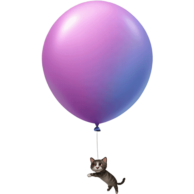 Cat being lifted by a balloon emoji