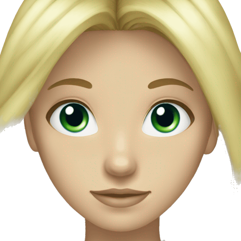 girl blond long hair green blue and grey  eyes emoji