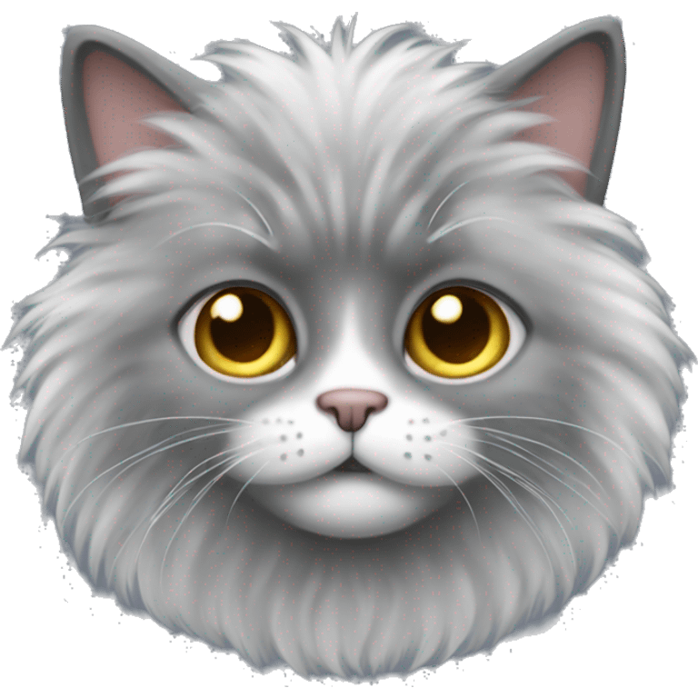 Cat with fluffy gray fur emoji