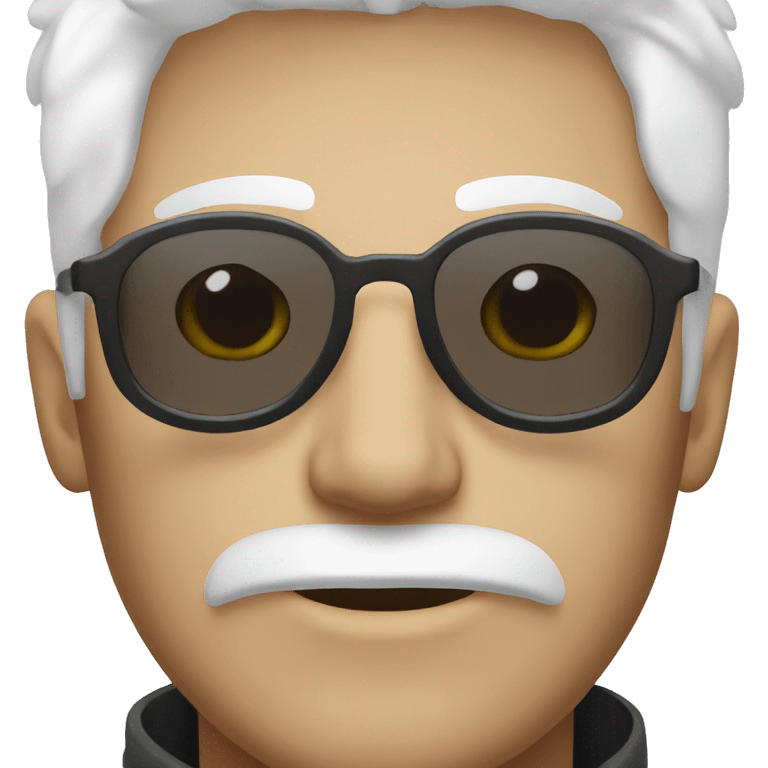 20 year old looking guy with white hair and round sunglasses, white beard, white skin, portrait emoji